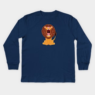 Cartoon Roaring Lion Kids Long Sleeve T-Shirt